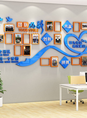 员工风采荣誉展示墙企业文化墙办公室墙面装饰公司团队形象照片墙
