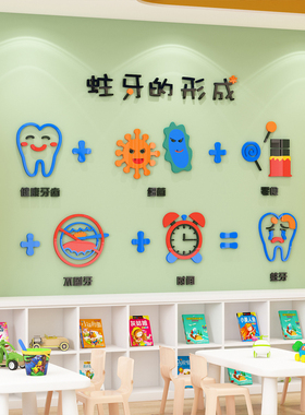 幼儿园保护牙齿教室环创主题墙面装饰儿童医院牙科牙所墙贴3d立体
