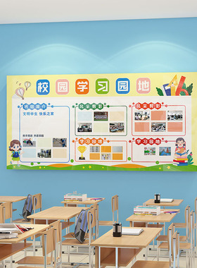 班级文化墙贴3d立体学习园地学生风采照片展示公告栏教室布置装饰