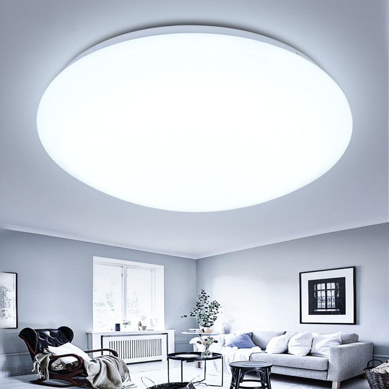 圆形全白LED吸顶灯 现代简约客厅卧室过道走廊阳台灯家装工程灯具