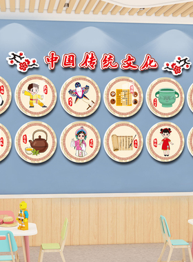幼儿园墙贴传统文化布置爱国环创主题墙成品教室走廊楼梯墙面装饰