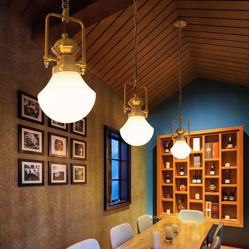 复古黄铜玻璃美式餐厅灯创意个性北欧玄关吧台服装店卧室床头吊灯