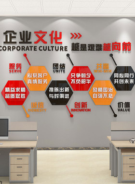 企业文化墙布置激励志文字标语墙贴纸立体公司办公室背景墙面装饰