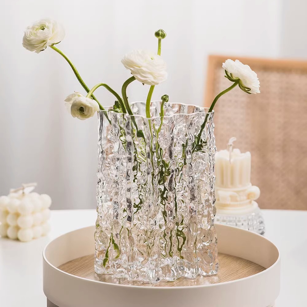 网红轻奢高级感ins风创意冰川透明玻璃花瓶北欧水培插花居家装饰