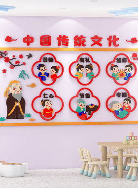 幼儿园中国传统文化墙面装饰环创主题墙成品教室走廊布置墙贴立体