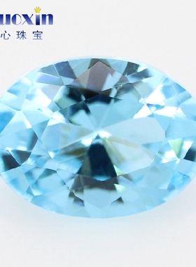 蛋形海蓝色水晶锆裸石戒面仿钻 椭圆形人造海兰宝石珠宝首饰主石