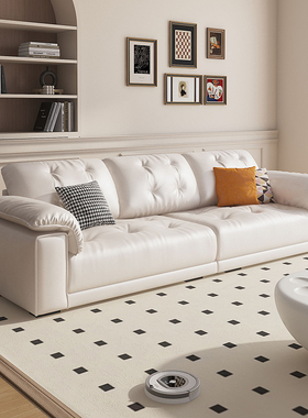 现代简约真皮沙发意式极简直排布艺皮艺沙发小户型轻奢三人位沙发
