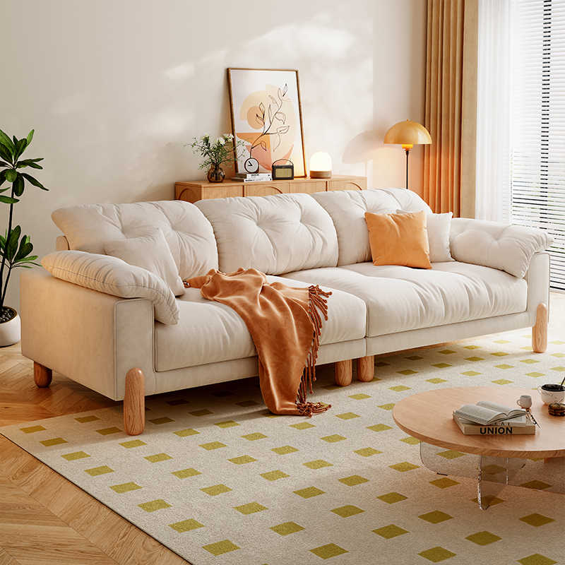 奶油风现代简约亲肤猫抓绒布艺沙发大小户型客厅直排沙发组合