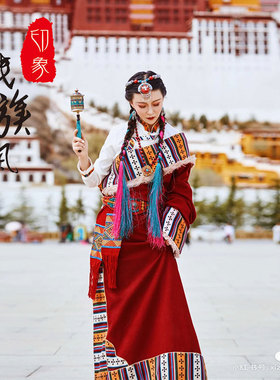 新款藏族服装女贵族藏袍西藏旅游少数民族风写真藏式舞蹈演出服饰