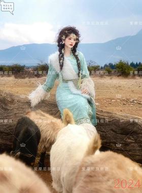 藏服新款套装小清新少女藏族藏袍民族特色写真西双版纳旅拍摄影服