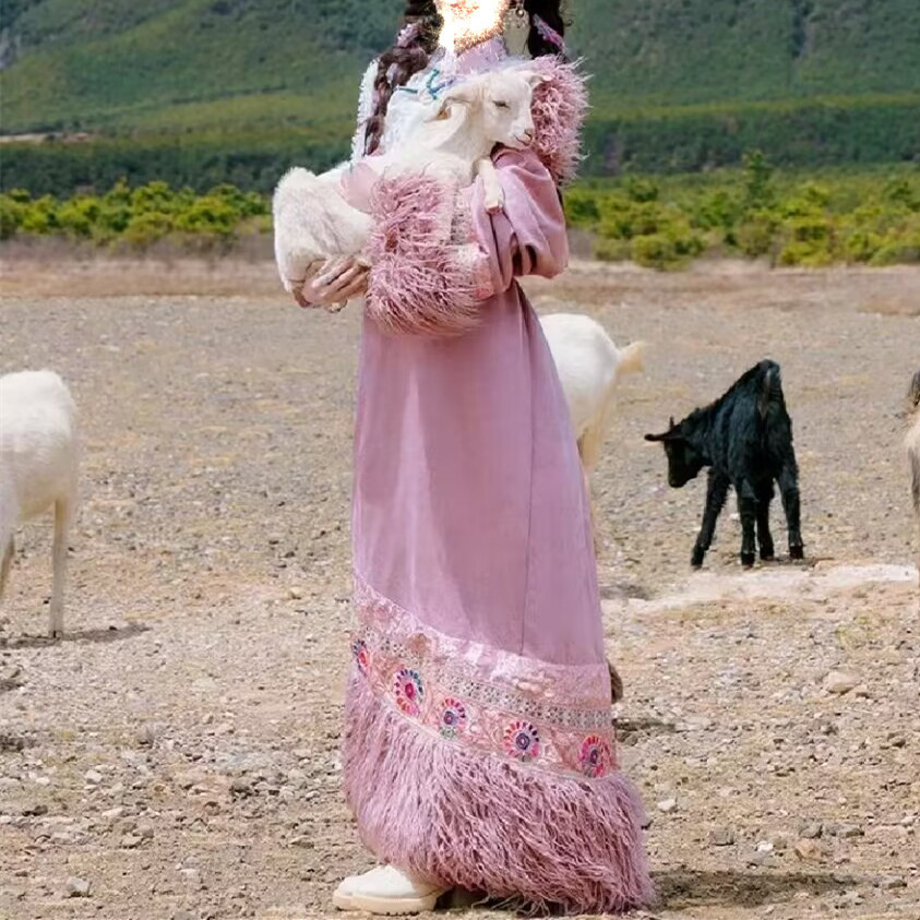 新款藏族服装女藏袍云南丽江西藏旅拍服民族风拉萨服藏装服饰藏式