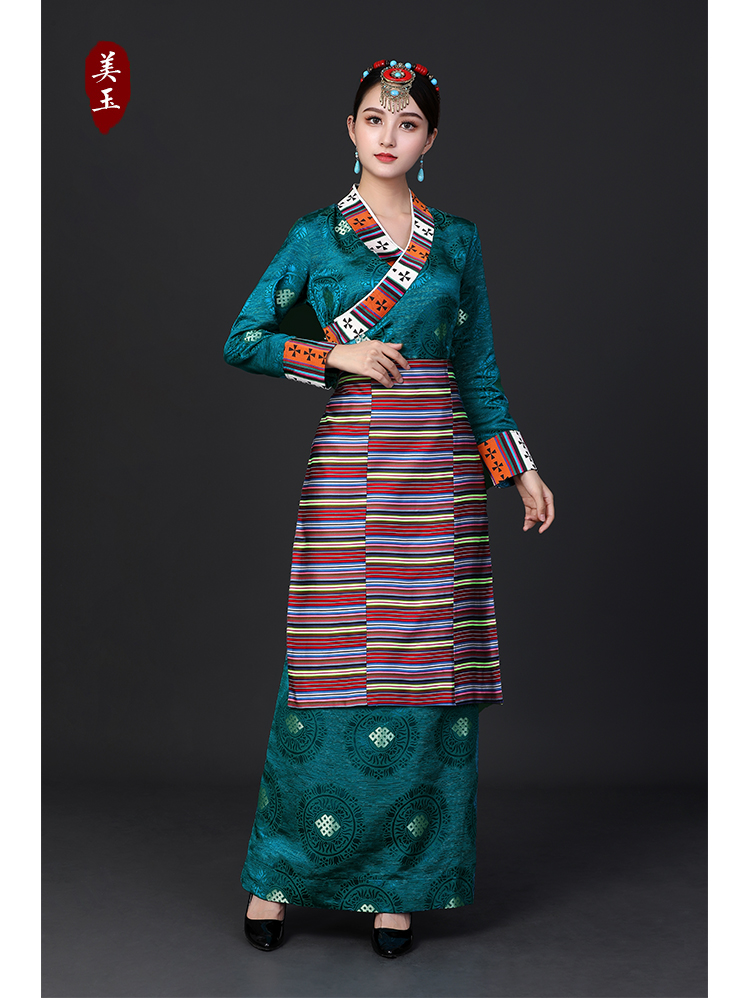 新款博拉藏族服装女西藏拉萨服民族风锅庄舞裙旅拍演出服藏式藏袍