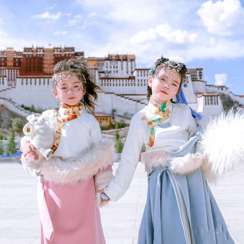 藏族服装儿童演出服女藏袍藏式六一表演服西藏旅拍写真民族风服饰
