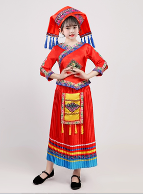 少数民族苗族舞蹈演出服装女壮族三月三56个民族彝族瑶族表演服饰