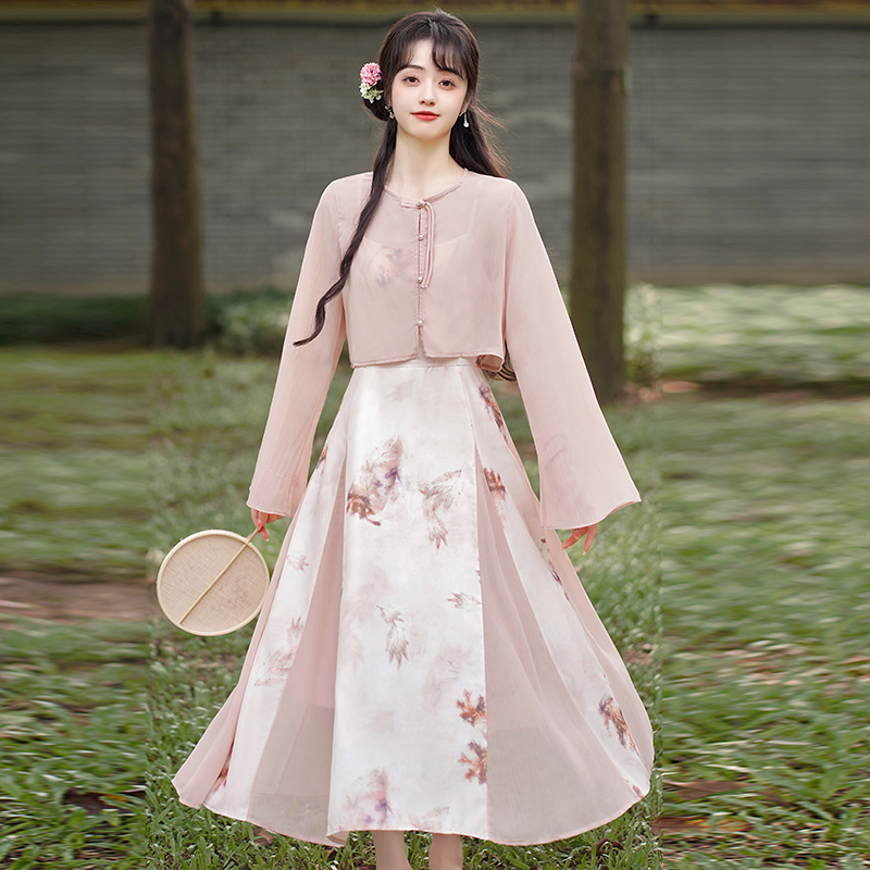 新中式国风禅意女装夏季套装小个子高级感气质吊带连衣裙子两件套