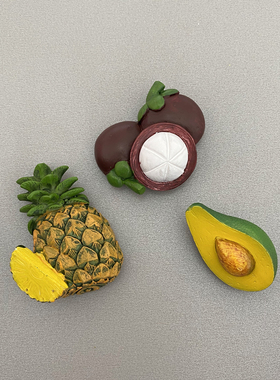【4个包邮】新款可爱仿真立体3D水果牛油果菠萝山竹磁性冰箱贴