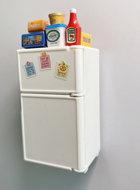 创意仿真可爱迷你白色冰箱个性摆件装饰家居照片冰箱贴磁性磁贴