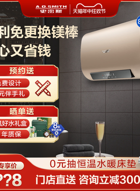 【门店在售】AO史密斯电热水器超薄双胆速热储水式HGC 80升