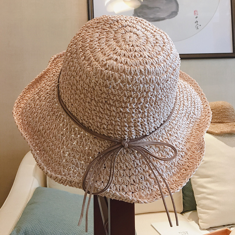 草帽女夏天太阳帽子大沿可折叠防晒遮阳帽海边出游沙滩帽百搭盆帽