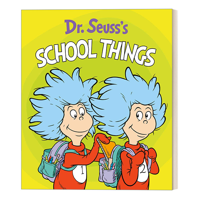英文原版 Dr. Seuss's School Things 苏斯博士学校的东西 儿童英语启蒙早教纸板书 撕不烂 帽子里的猫主角 英文版 进口英语书籍