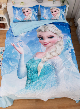 夏季迪士尼冰雪奇缘艾莎公主儿童纯棉空调被幼儿园午睡被薄被子