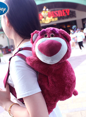 迪士尼正品玩具总动员草莓熊公仔造型双肩包包香味单肩女孩小书包