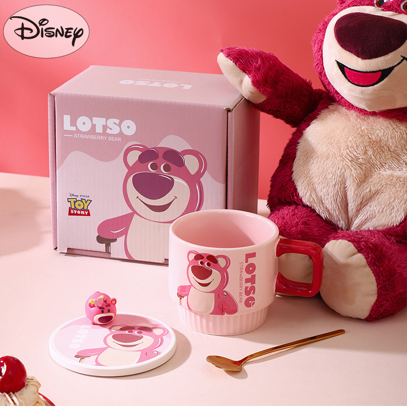 迪士尼草莓熊陶瓷马克杯家用咖啡杯办公室水杯节日送女生伴手礼盒