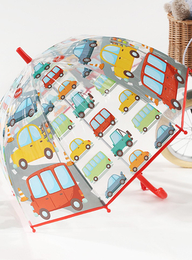 新品小汽车工程队透明儿童雨伞幼儿园创意可爱卡通宝宝学生男孩伞