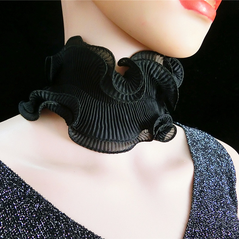2021新款低领装饰蕾丝项链女锁骨链黑色宽边颈带项圈脖子饰品颈链