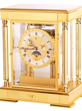霸王机械台钟铜制座钟欧式创意客厅办公室摆件时钟德国进口机芯
