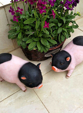 花园装饰 庭院摆件创意礼品小猪模型树脂工艺品动物仿真猪摆件