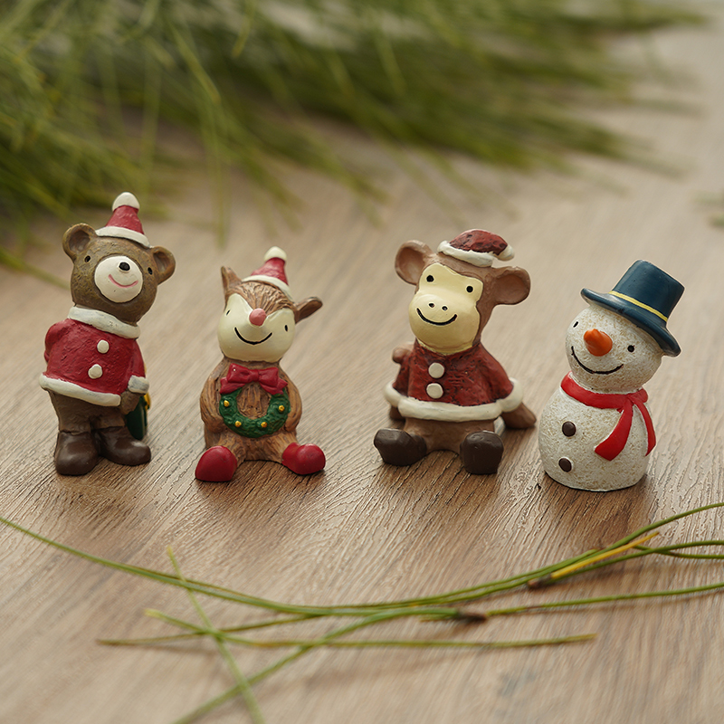 zakka杂货树脂工艺品圣诞小动物摆件 办公室桌面装饰摆件仰望星空