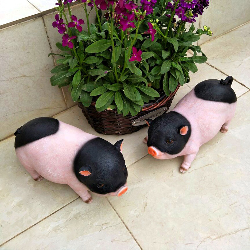 花园装饰 庭院摆件创意礼品小猪模型树脂工艺品动物仿真猪摆件
