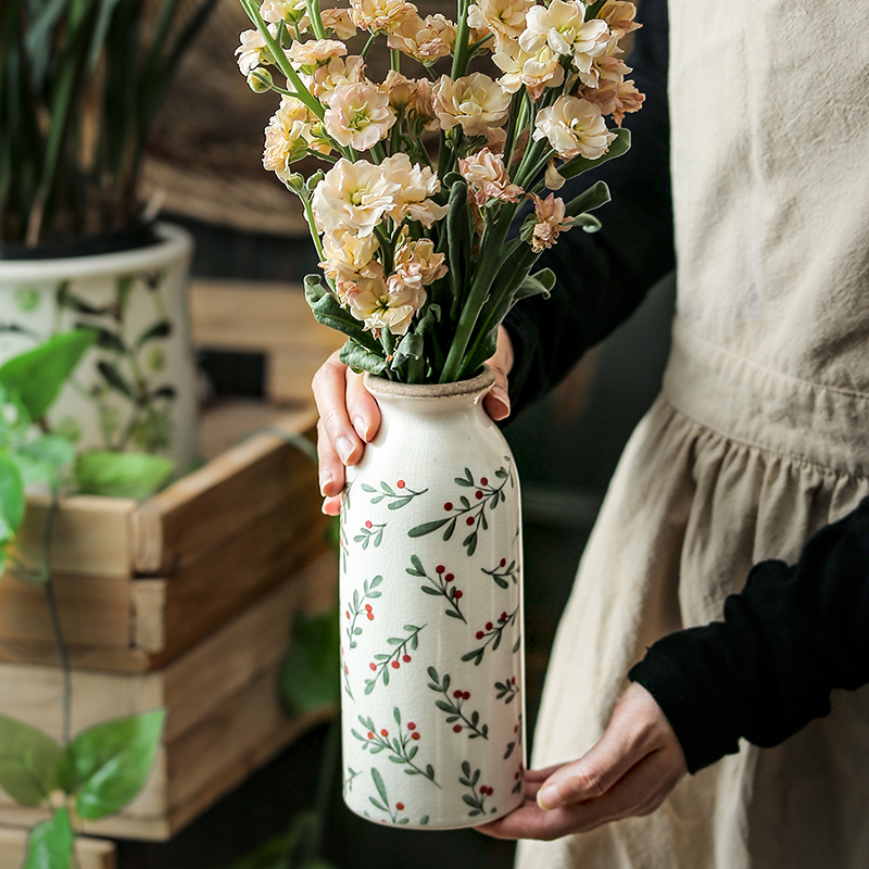 简约风陶瓷小众花瓶摆件客厅插花干花创意复古高级感艺术美式田园