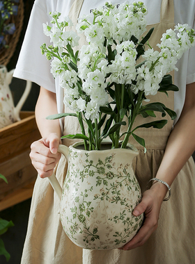 水壶陶瓷花瓶摆件客厅插花水培器皿创意法式美式复古田园风高级感