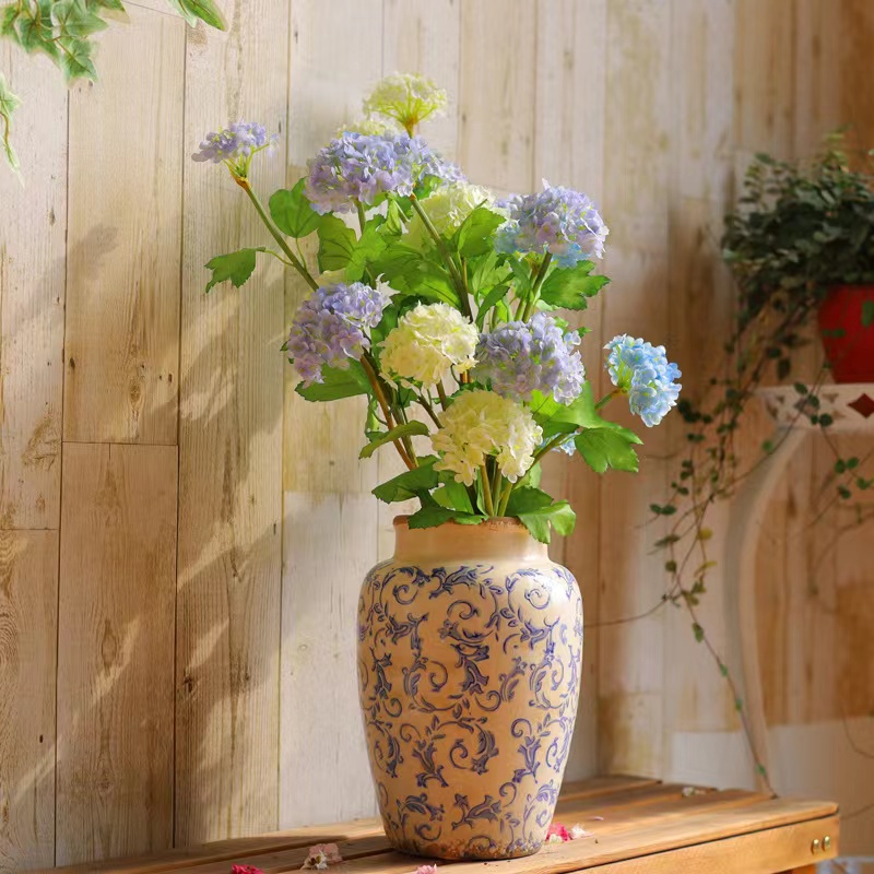 handsome青花瓷花瓶高级感复古手绘陶瓷花器客厅插花玄关装饰摆件