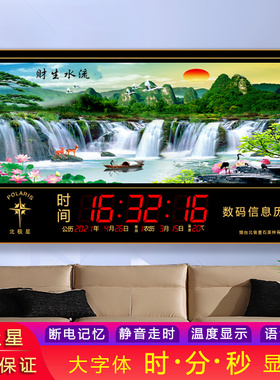 北极星新款电子万年历客厅数码挂钟表装饰画家用超薄时尚风景日历