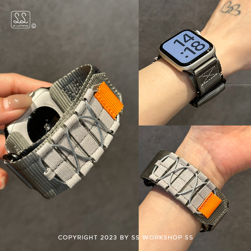 夏季新款工装尼龙iwatch手表带运动适用苹果applewatch男ultra潮