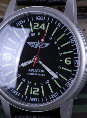 俄罗斯手表AVIATOR飞行员表24小时100米防水夜光手动机械休闲男表