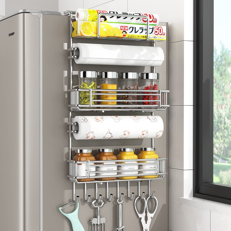 304不锈钢冰箱置物架侧面挂架多层厨房用品侧壁家用多功能收纳架