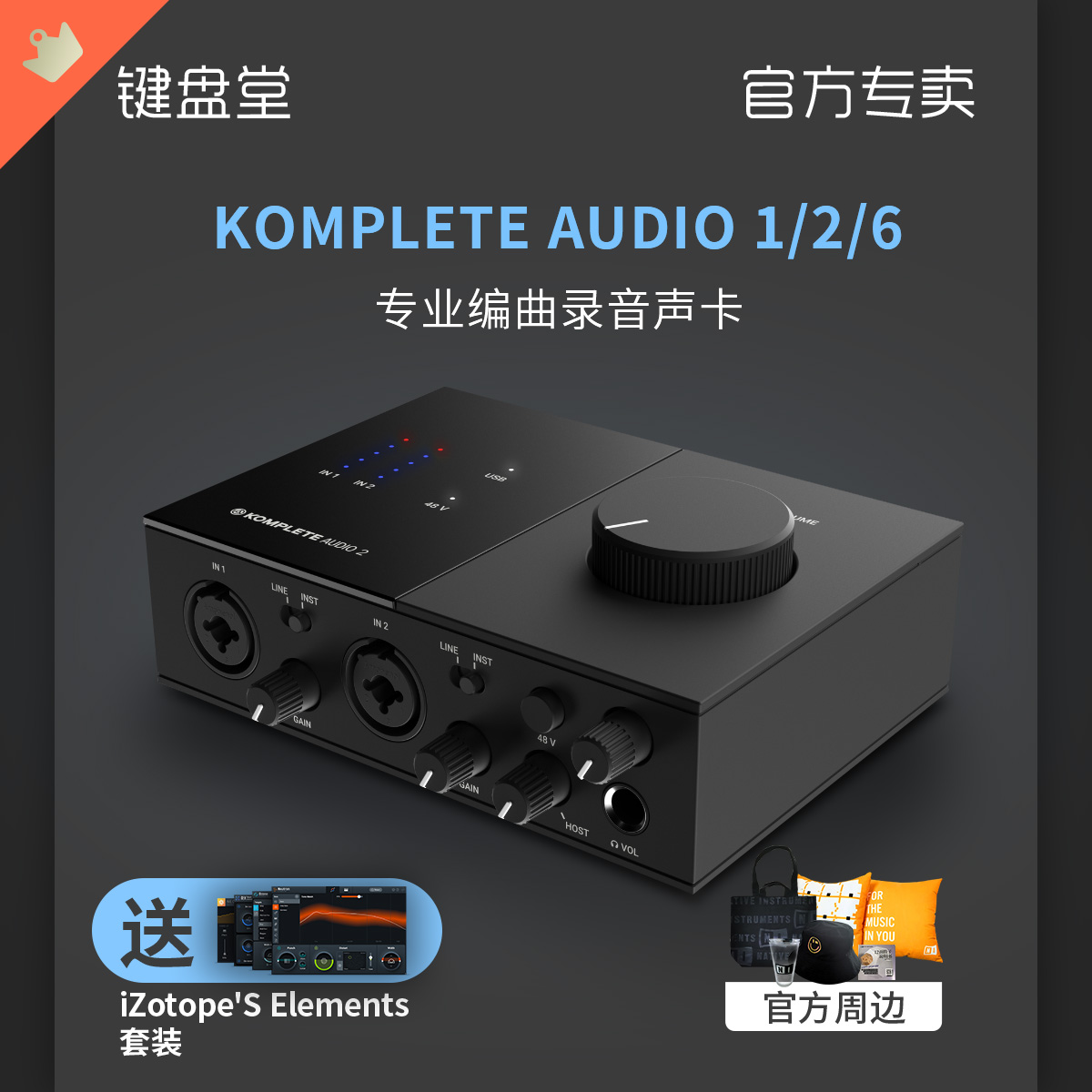 NI KOMPLETE AUDIO6/2/1 MK2专业USB音频接口录音编曲外置声卡