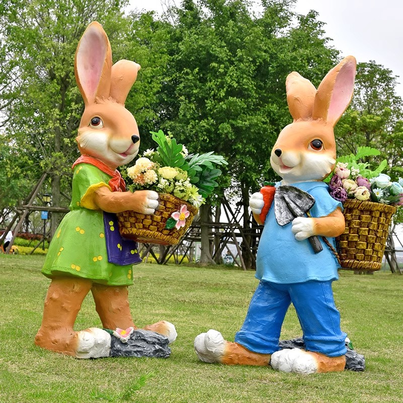 户外卡通兔子雕塑仿真动物花园装饰品幼儿园别墅庭院小区草坪摆件