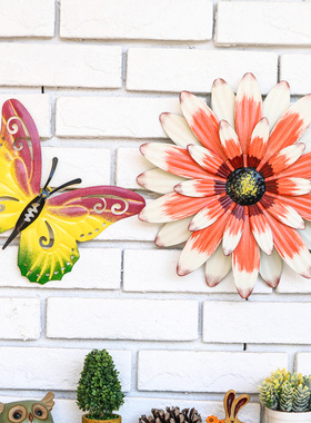 墙面壁饰铁艺非洲菊门口欢迎牌背景墙客厅花园别墅铁门挂件装饰品