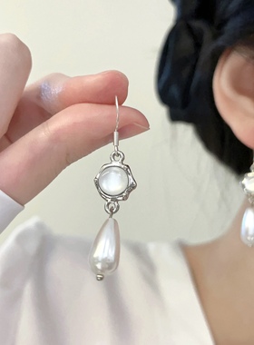 法式复古巴洛克珍珠耳钉冷淡风原创设计高级感耳环女耳夹项链配饰
