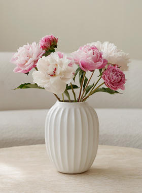 ladylike 简约现代白色陶瓷花瓶 客厅干花鲜花插花花瓶装饰摆件