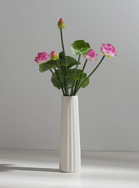 陶瓷白色素烧小花瓶现代简约水培干花花插餐桌电视柜酒柜装饰品