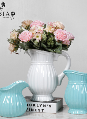 陶瓷简约现代时尚餐桌插花干花鲜花客厅家居摆件欧式白色小花瓶