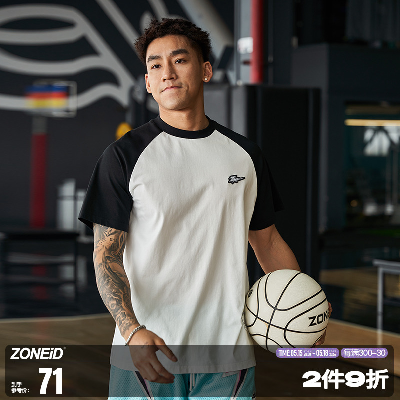 ZONEiD 运动短袖T恤23SS春夏男插肩袖针织速干篮球训练半袖