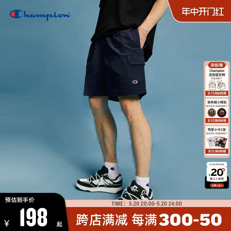 Champion冠军短裤男夏季2024新款工装裤美式休闲裤运动裤黑色复古