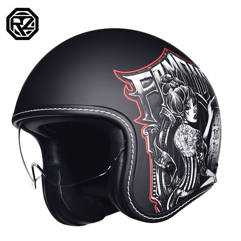 ORZ复古摩托车头盔男女半盔新国标3C认证巡航3/4盔踏板车巡航